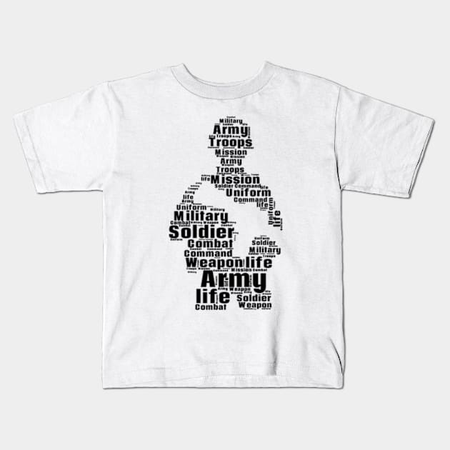 soldier word cloud Kids T-Shirt by AmelieDior